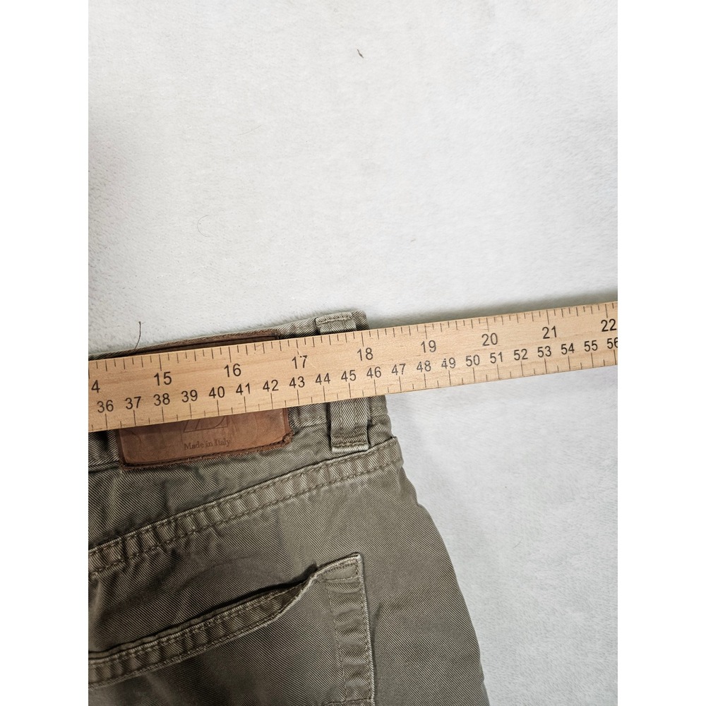 Ermenegildo Zegna Mens 40 Cotton Straight Leg Trousers Olive Drab Made in Italy - Picture 10 of 13